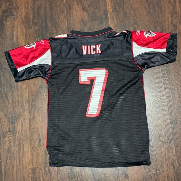 Reebok NFL Black and Red Football Jersey Atlanta Falcons Vick Kids Medium 10-12 - Picture 3 of 10